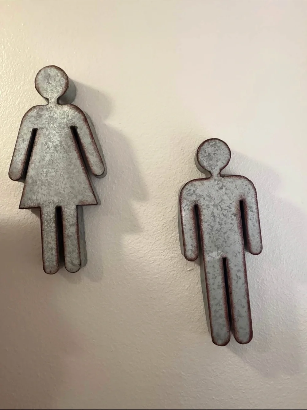 Hobby Lobby Galvanized Male & Female Wall Hook Pair - Gray with Rust Accents